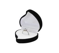 FuninCrea Velvet Ring Box Single Ring Holder Jewellery Gift Boxes Heart-Shaped Wedding Rings Box Small Engagement Rings Storage Boxes for Marriage, Proposal, Engagement Ceremony (Black)