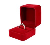 FuninCrea Velvet Ring Box Small Engagement Ring Box for Valentine's Day, Marriage, Proposal, Portable Wedding Rings Boxes Square Rings Storage Boxes Gift for Christmas (Red-Square)