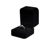 FuninCrea Velvet Ring Box Small Engagement Ring Box for Valentine's Day, Marriage, Proposal, Portable Wedding Rings Boxes Square Rings Storage Boxes Gift for Christmas (Black-Square)