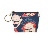 FuninCrea Women's Small Purse with Zip and Key Ring, Waterproof Mini Purse Women's Portable Coin Bag for Women and Girls, Cute Coin Purse for Change, A-Blue, 8 x 4 x 8,2 cm, Modern
