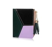 FuninCrea Zipper Wallet for Women, Small Handbag with Metal Snap Button Leather Wallet for Women with Coin Purse, Multifunctional Folding Wallets for Women, Green, S, Minimalist