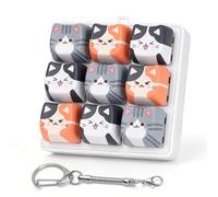 FunisFun Cat Shape Keyboard Fidget Toy, 9 Buttons Cat Clicker Keychain, Focus Fidget Gifts for Cat Lovers, Anxiety Relief Toy for Office Travel Party (MultiColor1, 1P)