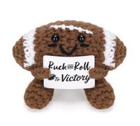 FunisFun Positive Crochet Doll Football Gifts for Rugby Coach, Fathers, Coworkers - Funny Emotional Support Presents for Men, Women, Football Enthusiasts and Birthdays (Rugby, Darkbrown)