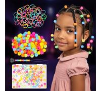 FunisFun Silicone Hair Beads Glow in The Dark 100Pcs Soft Pony Beads for Braids Cute Hair Accessories for Kids Girls Parties Daily Hairstyles (Small-100P)