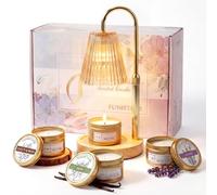 Funistree Candle Warmer Lamp with Dimmer, Candle Warmer with 3-Pack Scented Candle, Birthday Candle Gifts Sets for Women Mum Friends, Home Decor, Candle Heater Lamp with 2 Bulbs for Yankee Candle