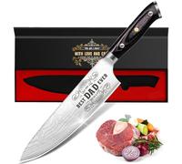 Funistree Chef Knife Dad Gift Box - 8 Inch Sharp High Carbon Kitchen Knife, Birthday Present for Daddy, Grandad From Daughter, Son - Full Tang Half Bolster Cooking Gift