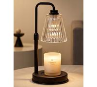 Funistree Crystal Vertical Stripe Candle Warmer Lamp with Dimmer & Timer, Black Candle Melter Heater with 2 Bulbs, Home Decor, Birthday Gifts for Women, Compatible with Yankee Large Jars