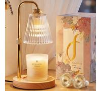 Funistree Crystal Vertical Stripe Candle Warmer Lamp with Dimmer & Timer, New Home Gifts, Candle Melter Heater with 2 Bulbs, Candle Heater Lamp for Yankee Candles, Birthday Gifts for Women