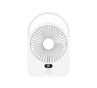 FUNJEO Desk Fan, Small USB Desk Fan Silent, 5 Speeds Portable Personal Table Fan, USB Rechargeable Mini Fan with Warm Night Light for Home, Office & Travel (F125 White, Digital Display)