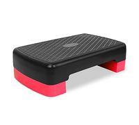 FUNJEPE 2 Levels Height Adjustable Workout Aerobic Step Stepper in Fitness & Exercise Step Platform Trainer Stepper with 2 Risers Adjust 10cm - 15cm (Red)
