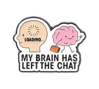 Funk Brains Left the Chat Alloy Brooch Pin for Backpack Jackets Hat Accessories Humorous Design Outfit Enhancer Funny Brains Pin