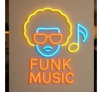 Funk Music Neon Sign for Wall Decor Led Sign for Music Studio Light up Neon Light for Recording Room Live Show Bar Man Cave Club Party Home Decoration