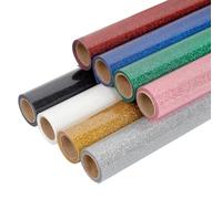 FUNKAKA Glitter Heat Transfer HTV Vinyl Bundle, 8 Rolls 12" x 3ft Iron On Vinyl for T-Shirt 8 Assorted Colors Glitter HTV Vinyl for All Cutter Machines Easy to Cut
