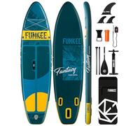 FUNKEE 11’×34"×6" Extra Wide Inflatable Stand Up Paddle Board, Sup Board with Removable Fins, Backpack, Floating Paddle, Safety Leash, Floating Phone Case for Adults & Youth of All Skill Levels
