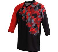 Funkier Men Flow Mtb - Enduro Bike Jersey. 3/4 Sleeve. Baggy. Mountain Bike Top. - Red/Black, Medium