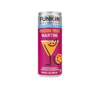 FUNKIN Cocktails Ready to Drink Alcohol-Free Passion Fruit Martini Nitro Cocktail Cans | 0% ABV, Non-Alcoholic | Velvety Texture, Smooth Head | Sweet, Tart, & Tropical | 200ml, Pack of 12