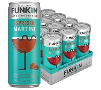FUNKIN Cocktails Ready to Drink Espresso Martini Nitro Cocktail Cans | 5% ABV | Velvety Texture, Smooth Head | Just Pop & Pour, Serve Chilled | Rich, Indulgent, & Energising | 200ml, Pack of 12