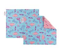 Funkins Reusable Cloth Placemats for Kids & Lunch Boxes | Reusable, Eco-Friendly | 15"x13", 2-ply, Thick, Absorbent, Machine Washable | Set of 2 Placemats (Pink Dinosours)