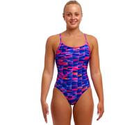 Funkita Warped Waves Diamond Back Swimsuit - Blue/Pink - UK Size 18
