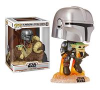 Funko 52373 POP Deluxe: The Mandalorian-Mando on Bantha w/Child in Bag Collectible Toy & POP Vinyls Star Wars : The Mandalorian Mando Flying With Jet Display Stand