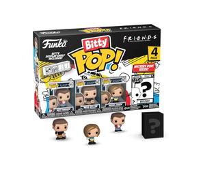 Funko Bitty POP! 4 Pack: Friends - Joey, Ross, Rachel + Mystery | Official Comedy Merch - Tiny 0.9 inch Figures with Display Shelf - Cake Topper, Party Bag and Stocking Filler Gift