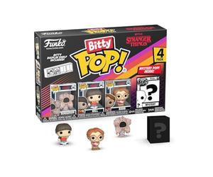 Funko Bitty POP! 4 Pack: Netflix - Stranger Things - Demogorgon, Will, Barb, Mystery Mini Figure - Styles may vary - 0.9 inch (2.2 cm) Collectable - Stackable Display Shelf Included - Gift Idea