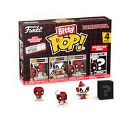 Funko Bitty Pop! Deadpool (Backyard Griller), Deadpool (Clown), Deadpool (Bedtime), and a mystery Bitty Pop! figure - 0.9 Inch (2.2 Cm) Collectable - Stackable Display Shelf Included
