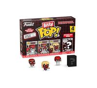 Funko Bitty Pop! Deadpool (Sleepover), Deadpool (Larp), Deadpool (Heavy Metal), and a mystery Bitty Pop! figure- 0.9 Inch (2.2 Cm) Collectable - Stackable Display Shelf Included