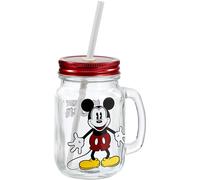 Funko Disney Mickey Mouse Glass Mason Jar Mug with Straw