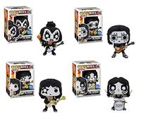 Funko KISS Glow in The Dark Exclusive Set of 4 Catman Demon Spaceman Starchild Pop Rocks Figures Bundle
