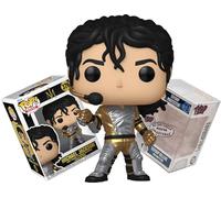 Funko Michael Jackson in Gold and Silver Armor with Headset Mic + Pop Protector: Pop! Rocks (Bundled with ToyBop Brand Box Protector Collector Case)