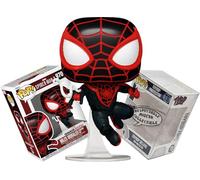 Funko Miles Morales Upgraded Black Suit + ToyBop Protector: Spider-Man 2 Game Pop! Marvel Comics Vinyl Figure (Bundled with Pop Protector Collector Case Box Gift Set)