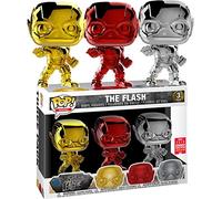 Funko Pop! Heroes: Justice League - The Flash (Gold, Red and Silver Chrome) SDCC Exclusive 3-pack
