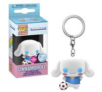 Funko Pop! Keychain: Sanrio - Cinnamoroll With Soccer Ball - Flocked - Hello Kitty Novelty Keyring - Collectable Mini Figure - Stocking Filler - Gift Idea - Official Merchandise - Cartoons Fans