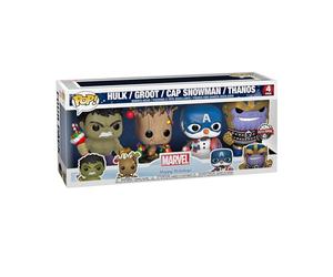Funko POP! Marvel: Holiday - Hulk, Groot, Captain America Snowman and Thanos - 4PK - Marvel Comics - Collectable Vinyl Figure - Gift Idea - Official Merchandise - Toys for Kids & Adults