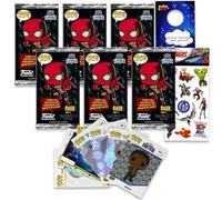 Funko POP! Marvel Trading Card Set 6 Pack - Bundle of 6 Packs Top Deck Trading Cards, Total 48 Stickers and More, Funko Pop Game Packs