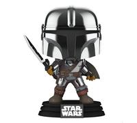 Funko POP! Star Wars Mandalorian with Darksaber (Chrome & Glow in The Dark), Exclusive,Multicolor,3.75 inches