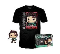 Funko Pop! & Tee: Demon Slayer - Tanjiro - (BL) - Extra Large - (XL) - T-Shirt - Clothes With Collectable Vinyl Figure - Gift Idea - Toys and Short Sleeve Top for Adults Unisex Men and Women