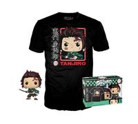 Funko Pop! & Tee: Demon Slayer - Tanjiro - (BL) - S - Small - (S) - T-Shirt - Clothes With Collectable Vinyl Figure - Gift Idea - Toys and Short Sleeve Top for Adults Unisex Men and Women