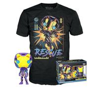 Funko Pop! & Tee: Marvel Blacklight - Rescue - Extra Large - (XL) - T-Shirt - Clothes With Collectable Vinyl Figure - Gift Idea - Toys and Short Sleeve Top for Adults Unisex Men and Women