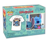 Funko Pop! Tees Disney Lilo and Stitch - Stitch with Ukulele (Flocked) Vinyl Figure #1044 and Medium Size Short Sleeve T-Shirt