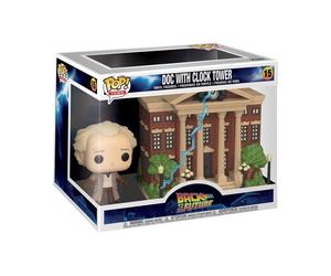 Funko POP Town: BTTF - Dr. Emmett Brown - Doc With Clock Tower - Back to the Fu