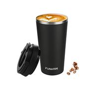 Funkrin Insulated Coffee Mug with Ceramic Coating, 16oz Iced Coffee Tumbler Cup with Flip Lid and Handle, Double Wall Vacuum Leak-Proof Thermos Mug for Travel Office School Party Camping