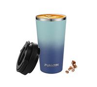 Funkrin Insulated Coffee Mug with Ceramic Coating, 16oz Iced Coffee Tumbler Cup with Flip Lid and Handle, Double Wall Vacuum Leak-Proof Thermos Mug for Travel Office School Party Camping