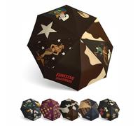 Funkstar Hardware Compact folding umbrella | Vintage cowboy design | Windproof 8-rib fiberglass | Auto open & close | Waterproof | Fits in a bag | Novelty gift