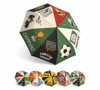 Funkstar Hardware Compact folding umbrella | Vintage soccer design | Windproof 8-rib fiberglass | Auto open & close | Waterproof | Fits in a bag | Novelty gift