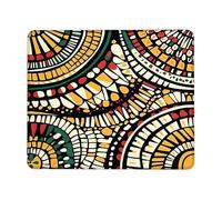 Funky Abstract Circular Mouse Pad, Colorful Geometric Pattern Stitched Edge, Rubber Non-Slip Washable Gaming Mousepad for Home and Office Use, Ideal for Spring and Summer Square 8x10 Inch