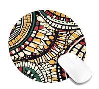Funky Abstract Circular Mouse Pad, Colorful Geometric Pattern Stitched Edge, Rubber Non-Slip Washable Gaming Mousepad for Home and Office Use, Ideal for Spring and Summer Round 8x8 Inch