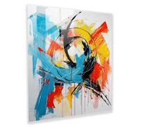 Funky Abstract Expressions Glass Print - Funky, Splashes Of Colors, Artistic Freedom, Abstract Expressionism, 28" x 28"