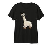 Funky Alpaca Hipster Llama with Sunglasses Premium T-Shirt